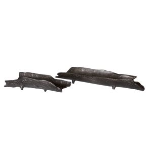 Bandeja de servicio de forma orgánica moderna negra con textura única y base elevada Presentaciones y decoración elegantes - Product Image 1