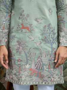 Bollywood Celebrity Style Premium Luxury Indo Western Ethnic Wear-Boda Compromiso Recepción Novio Sherwani para hombres - Product Image 6