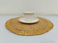 Set de table en jute bio moderne, fait main, durable, avec bordure dorée, taille personnalisable, emballage sur mesure, pour la maison, l'hôtel, les mariages, les banquets, l'extérieur