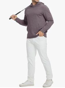 Sweat à capuche de golf athlétique pour homme, hiver, chaud, léger, polaire, poche kangourou, taille XXS, texture quadrillée, uni - Product Image 6