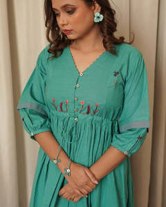 Vestido Maxi con estampado Floral Vintage 2025 para mujer, ropa de ocasión de algodón de verano de tres cuartos a la moda dulce para suelo de calle - Product Image 3