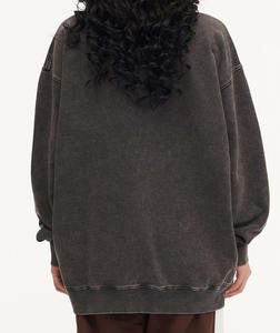 Nouveaux hommes basiques sweats personnalisé unisexe blanc automne à manches longues poids lourd lavage à l'acide coton mélangé sweat - Product Image 6