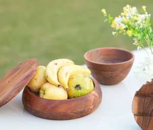 Bols de service en bois naturel pour servir l'hôtel et le restaurant à la maison plaqués utilisent des bols en bois faits à la main - Product Image 2