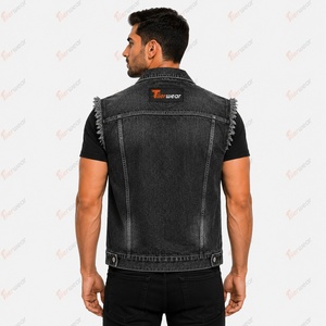 <b>Men's</b> Casual <b>Denim</b> <b>Vests</b> Wholesale Custom Sleeveless Jean <b>Vests</b> High Quality Cotton Western Biker Streetwear Fashion Workwear - Product Image 3