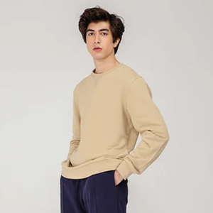 Pull en coton brodé lourd à bas prix avec logo personnalisé, sweat-shirt à col rond avec peinture bouffante pour hommes - Product Image 2