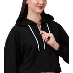 Sudadera con Capucha Corta para Mujer, 100% Algodón, Calidad Profesional, Talla Grande, Cuello con Capucha para Invierno, Precio al por Mayor - Product Image 3