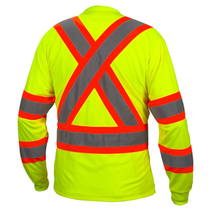 เสื้อยืดสีดำชุดทำงานเพื่อความปลอดภัยสูงผ้าโพลีเอสเตอร์100% OEM/ODM เสื้อสกรีนโลโก้แบบกำหนดเองพร้อมเทปสะท้อนแสงสำหรับผู้ชาย - Product Image 2