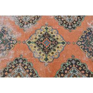 Tapis Vintage Turc Classique Orange Vert Kilim 3.3 X 11.6ft Patchwork Weave Laine Matériel Latex pour Entrée Couloir Rectangle - Product Image 5