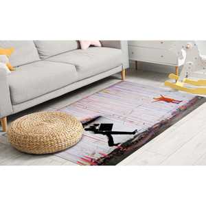 Tapis imprimé Banksy Umbrella : Luxe, abstrait, facile à nettoyer, tapis fin non tissé - Product Image 2