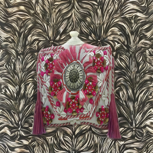 Pochette à rabat de créateur pour femme, style ethnique bohème, motif bonbon, fermeture éclair, fermoir, en PVC, tissu de coton, toile brodée - Product Image 3