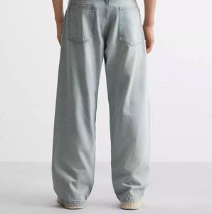 Highly Demanded <b>Men's</b> <b>Elastic</b> <b>Waist</b> <b>Jean</b> Pants Cotton Straight Baggy Street Style Breathable Denim Embroidery Patch Loose Fit - Product Image 3