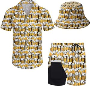 Traje de Playa para Hombre, Camisa Casual de Manga Corta con Estampado en la Solapa y Pantalones Cortos, 2 Piezas, Traje de Verano para Vacaciones en la Calle, Estilo Hawaiano - Product Image 1
