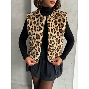 Chaleco de Piel Sintética con Estampado de Leopardo para Mujer TOPSHOW - Prenda Exterior sin Mangas Elegante y Cálida para Otoño e Invierno - Product Image 4