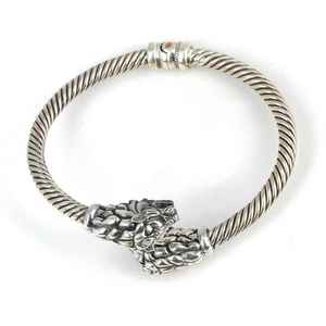 Bracelet manchette torsadé en argent sterling 925 en forme de tête de lion pour homme, accessoire de mode avec garantie de 70 ans - Product Image 3