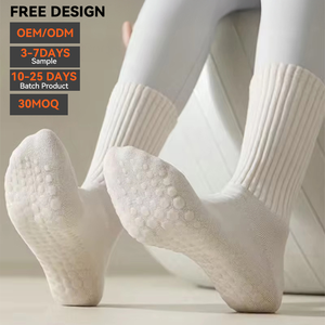 Calcetines de Yoga Antideslizantes para Mujer, Transpirables, de Algodón, con Lazo, Antideslizantes, para Entrenamiento de Barre, con Logotipo Personalizado, Calcetines Deportivos con Agarre para Pilates - Product Image 1