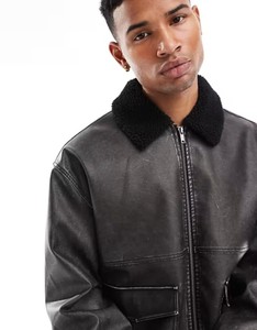 แจ็กเก็ตผู้ชายหนังแกะสไตล์นักบินลำลองสำหรับฤดูหนาวไซส์ใหญ่หนังเทียมมีซิประบายอากาศได้ดีอบอุ่นสำหรับการใช้งานกลางแจ้ง - Product Image 4