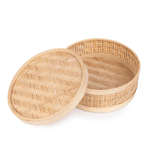 Scatola di immagazzinaggio rotonda in tessuto di bambù con coperchio fatto a mano scatola di bambù eco-friendly naturale decorazione per la tavola della casa all'ingrosso dal Vietnam - Product Image 3