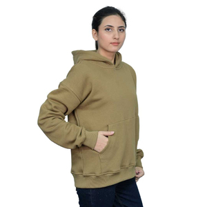 Sudadera con capucha extragrande suave y cómoda para mujer OEM 2025, jersey de manga larga en camello para ropa de calle informal de invierno - Product Image 4