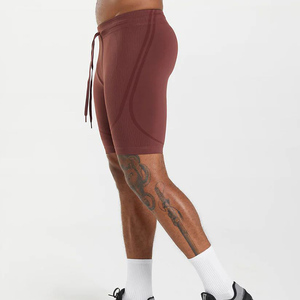 Slim Fit Skinny Men's Ribbed Sports Shorts Customized Designs & Logo Print Yoga Shorts Best Edition Gym <b>Running</b> Short Pants Men - Product Image 2