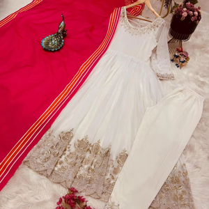 Vestido Anarkali de trabajo de secuencia de bordado de Georgette de imitación de diseñador más reciente de Fab Zone - Product Image 5