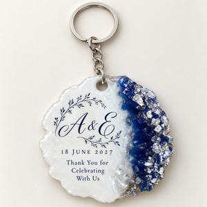 Porte-clés personnalisés en résine époxy, cadeaux de mariage, initiales, date, remerciements, or, argent, paillettes, événements, souvenirs en gros - Product Image 1