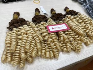 Rubio para Ombre 100% Remy Cabello humano Virgen Cuerpo brasileño Ondulado Extensiones a granel Sin enredos o desprendimiento - Product Image 2