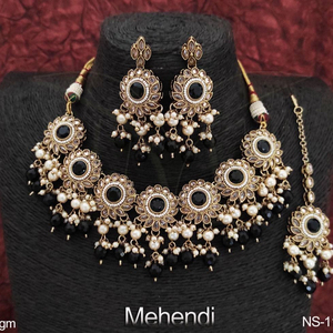 Mehendi plaqué fantaisie conception fête porter Antique Designer Antique bijoux ensemble de collier court - Product Image 1