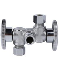 Laiton sans plomb 1/4 tour double sortie vanne d'angle 1/2 "sueur 3/8" OD 3/8 "OD sueur Compression plomberie raccord