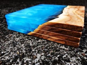 Posavasos de madera de nogal de resina BELOW para decoración del hogar Posavasos de madera de resina epoxi Posavasos de lujo personalizado para bebida - Product Image 2