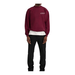 เสื้อสเวตเตอร์คอลูกเรือโอเวอร์ไซส์สำหรับผู้ชายเสื้อสเวตเตอร์ผ้าฝ้ายผสมผ้ากำมะหยี่แขนยาวเสื้อสวมหัว - Product Image 2