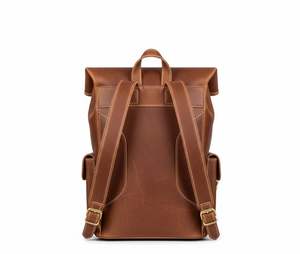 Sac à dos en cuir véritable vintage de luxe, design rétro avec boucle, grande capacité et plusieurs poches, sac de voyage - Product Image 4