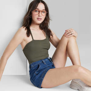 Body intero da donna Wild Fable con schiena scoperta, taglia XL, casual, in nylon, con controllo pancia, stampa fantasia, verde oliva, vestibilità aderente - Product Image 1