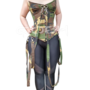 Jungle Print Cotton Overbust Steel Boned Exotic <b>Corset</b> With Attachable Loops Straps And Adjustable <b>Back</b> Laced Up - Product Image 5