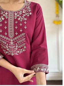 Indian Classy and Exclusive Viscose Chanderi Fabric Kurti Pant con Pure Organza Dupatta para niñas Trajes de fiesta - Product Image 6