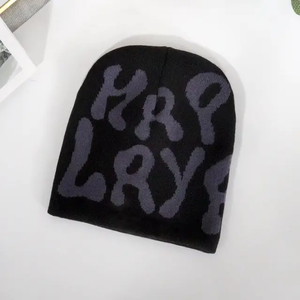 Gorro de punto Jacquard con logotipo bordado 3D personalizado unisex, gorros en relieve para hombres y mujeres, venta al por mayor - Product Image 3