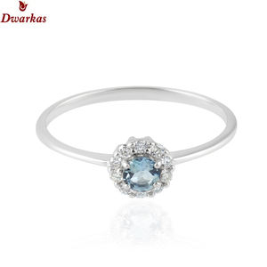 Anillo de compromiso de boda de joyería fina de Plata de Ley 925 de lujo al por mayor Zirconia cúbica aguamarina clásico de moda informal - Product Image 2