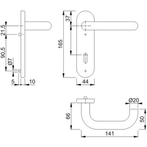 คันโยกโค้งมนมือจับ E138สแตนเลสตัดสั้นโดยฮอปเป้น F69/353KH OB - Product Image 4