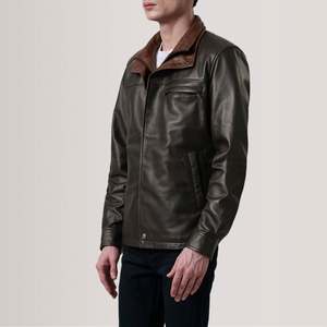 Sean Brown Genuine Leather Classic <b>Jacket</b> <b>Sheepskin</b> Lambskin Casual Street Style Zippered Closure Vintage Size XS Water Proof - Product Image 3
