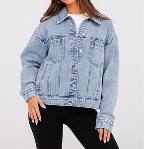 Veste en jean unisexe surdimensionnée de style vintage, design personnalisé, respirante, décontractée, en jean bleu, légère, vente en gros pour l'hiver - Product Image 3