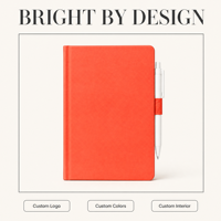 Carnet à couverture rigide personnalisé LABON, couverture mate, coins arrondis, pages lignées à points, format A5, boucle élastique pour stylo, avec stylo inclus, logo personnalisé