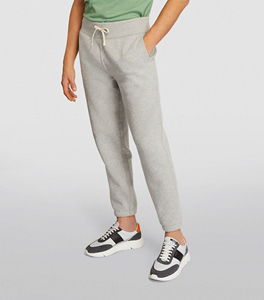 Pantalon de jogging unisexe en polyester double maille gris chiné tendance, respirant, mode hivernale, logo personnalisé, grande taille - Product Image 3