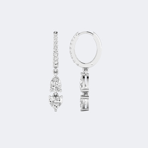 Pendientes colgantes lineales de dos piedras con diamantes en forma de pera, redondos y en forma de corazón de 1.40 CTW - Product Image 5