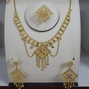 2024 Vintage <b>Indian</b>-Inspired Italy-Style 24K Gold Plated Copper Necklace Fashion <b>Jewelry</b> <b>Set</b> with Diamond Direct from USA France - Product Image 1
