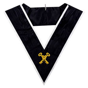 Rito escocés AASR 30th Degree Collar Bordado Cuero Tesorero Insignia Coser-On Técnica - Product Image 5