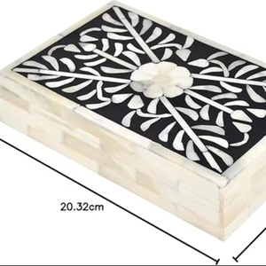 Boîte à bijoux en incrustation d'os de qualité supérieure Boîte de rangement chic et élégante avec des motifs classiques d'inspiration marocaine pour le cadeau des amateurs de bijoux - Product Image 1