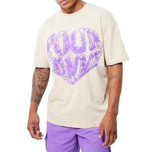 Hot Sale Cotton Puff Printing <b>T</b> <b>Shirt</b> For <b>Men</b> Custom Logo Breathable Thick Oversized O Neck <b>Long</b> Solid Pattern Puff Printing - Product Image 1