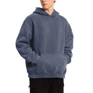 Streetwear conception personnalisée en détresse broderie Patch Logo sweats à capuche surdimensionnés pour hommes français éponge strass unisexe Baggy sweats à capuche - Product Image 3