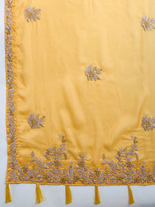 Trendmalls Sari de soirée pour femme en organza brodé, pièce de chemisier non cousue, coupe classique, toutes saisons, occasions de mariage - Product Image 6