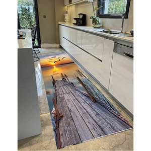 Alfombras con estampado de paisaje marino y puesta de sol, alfombra impresa para exteriores e interiores, alfombra delgada no tejida - Product Image 4