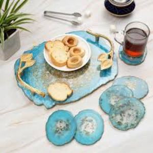 New Round Shape Handmade Design Resin Serving <b>Tray</b> Single Piece for Flat Restaurants & Hotels <b>Dinner</b> Servings - Product Image 4